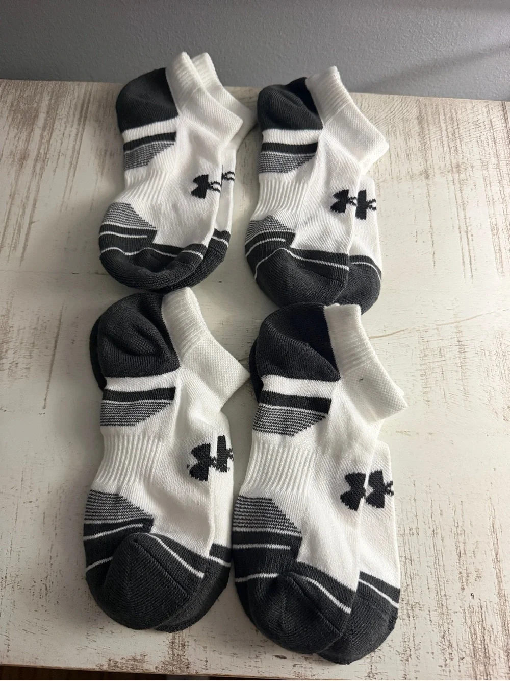 Under Armour White and Black Low-Cut Athletic Socks - 4 Pack